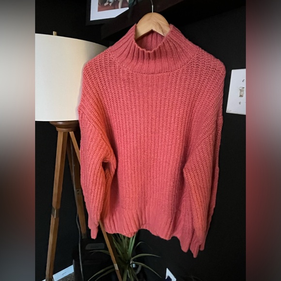 NWOT ANTHROPOLOGIE MAEVE The Dakotah Oversized Turtleneck Sweater In Pink Size M - Picture 10 of 11